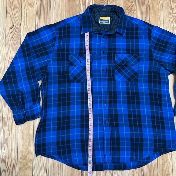 Vintage 90s Blue & Black Plaid Button Up Shirt - Men's XXL - Picture 3 of 8